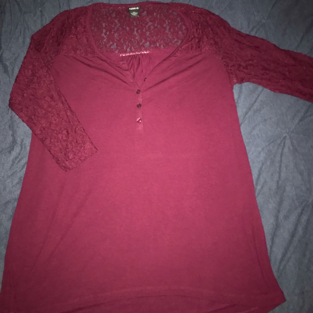 Lace top henley
